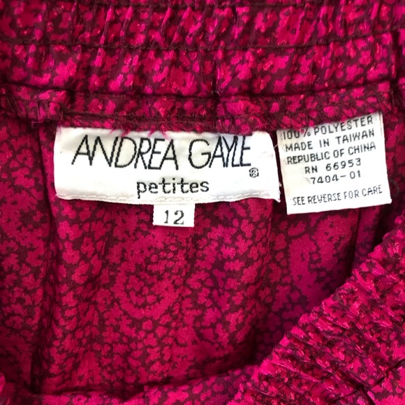 Vintage 80s Andrea Gayle Matching Skirt and Blouse Top Shirt Set Size 12 Pink - Picture 9 of 9